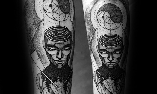Arm 3d Maze Brain Consciousness Tattoo Design Ideas For Males