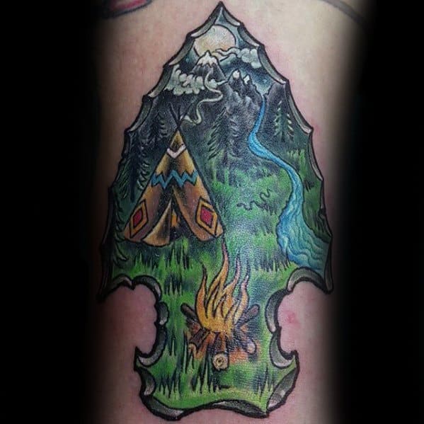40 Teepee Tattoo Designs For Men - Tipi Tent Ink Ideas