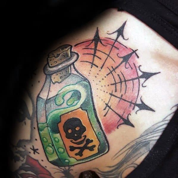 Arm Artistic Male Poison Bottle Tattoo Ideas