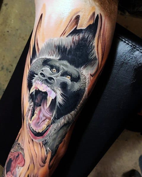 Arm Baboon Tattoo Inspiration For Men
