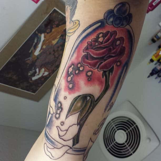 arm beauty and the beast rose tattoos imarriedazombie