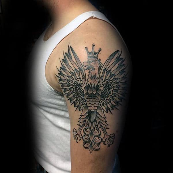 Arm Black And Grey Polish Eagle Masculine Guys Arm Tattoos