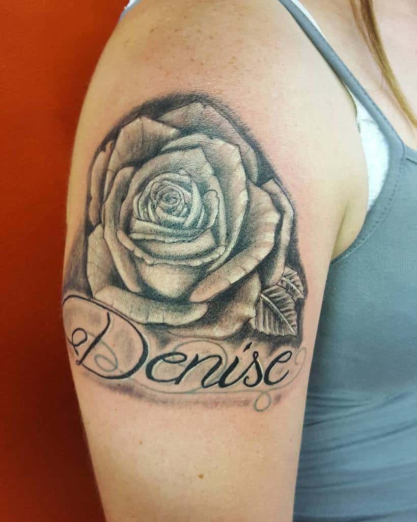 I got your name written here in a rose tattoo By Sy at Goodfellows Tattoo  Club Concord NH  rtattoos
