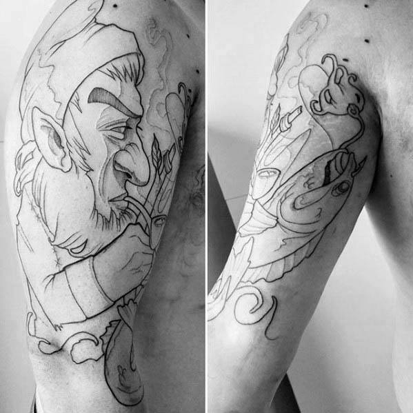 Arm Black Ink Leprechaun Mens Tattoo Designs