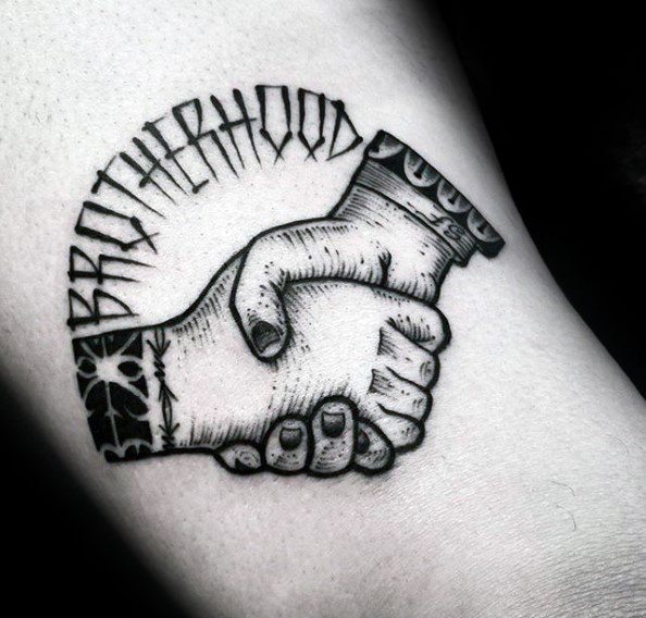 Arm Brotherhood Handshake Guys Tattoo Ideas