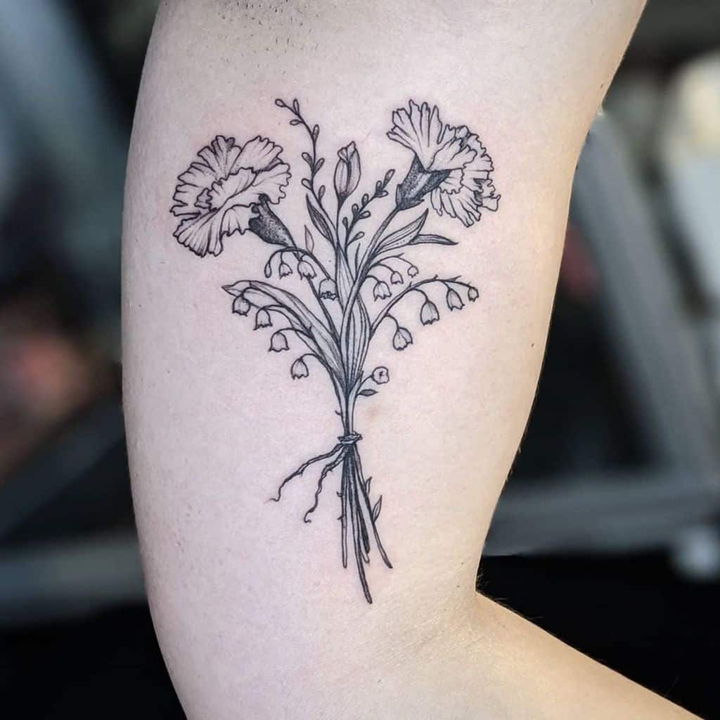 Source: @robinwilliamstattooer via Instagram. arm carnation tattoos anastas...