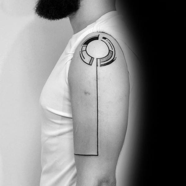 Arm Circle With Straight Line Mens Simple Arm Tattoo
