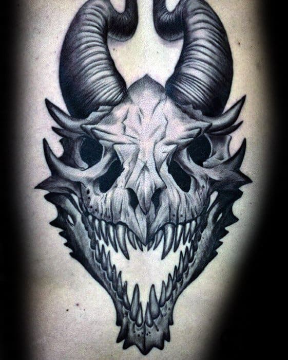 Arm Cool Male Dragon Skull Tattoo Designs