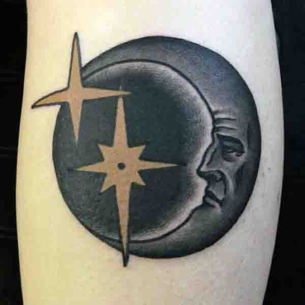 Arm Crescent Moon Tattoos For Men