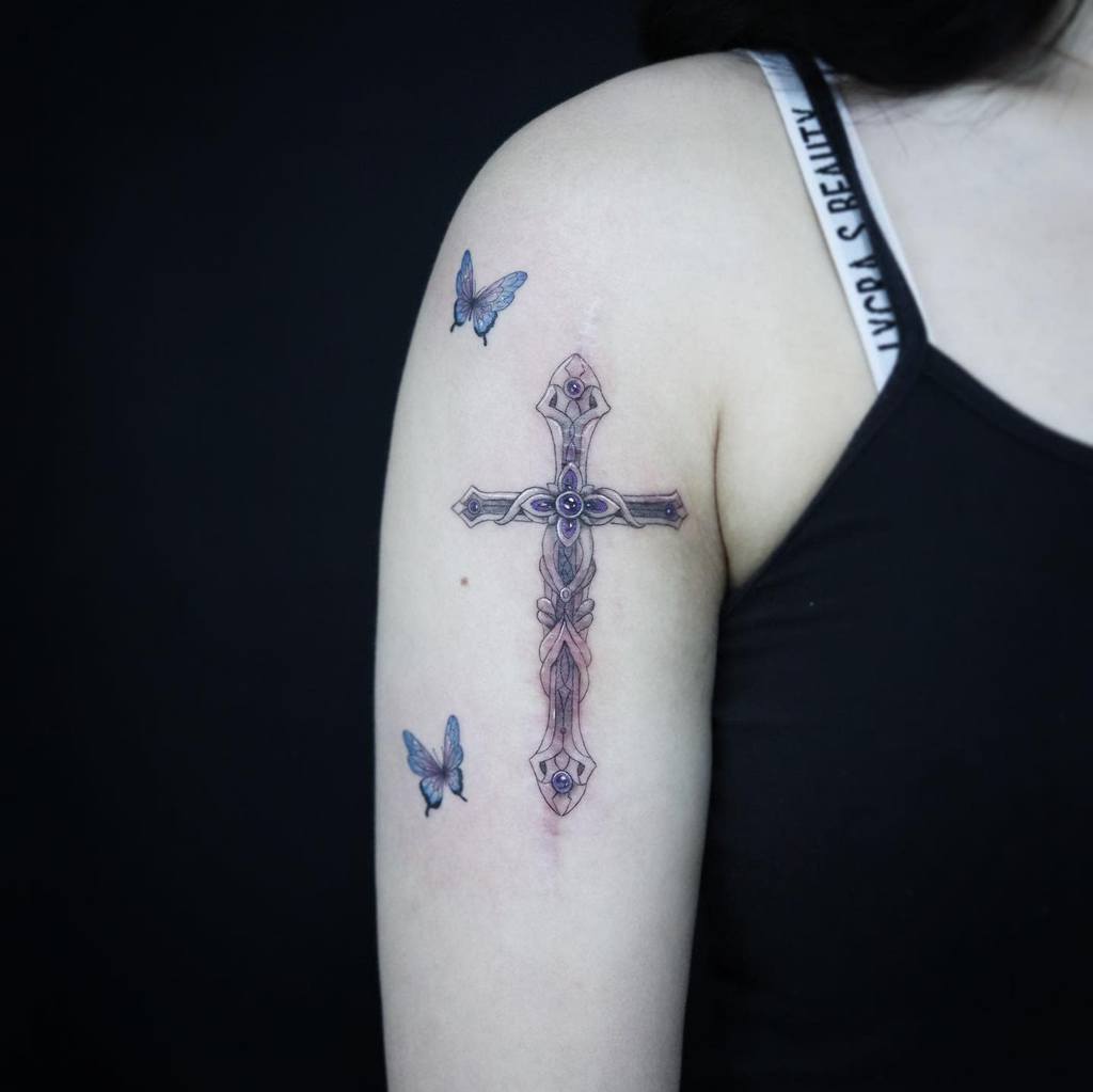 arm cross tattoos for women tattooist_dori
