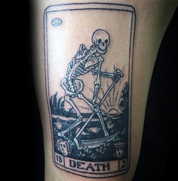 Arm Death Card Cool Tarot Tattoo Design Ideas For Male
