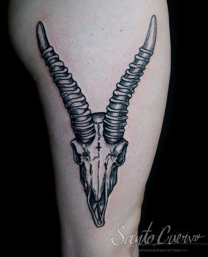 arm deer skull tattoo santocuervotattoo