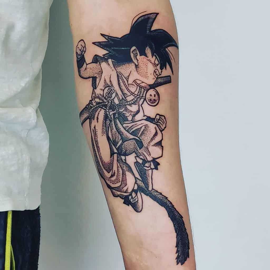 Dragon Ball Z tattoo done on the upper arm.