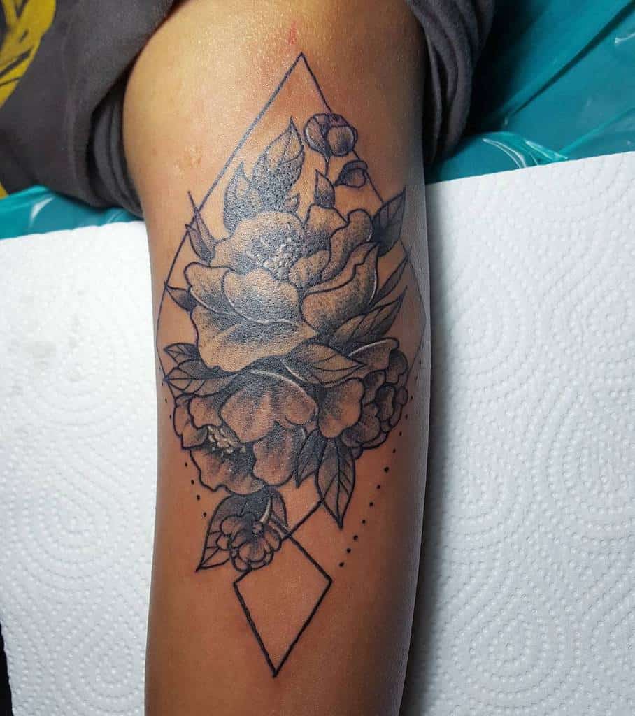 arm geometric flower tattoo kevmitch
