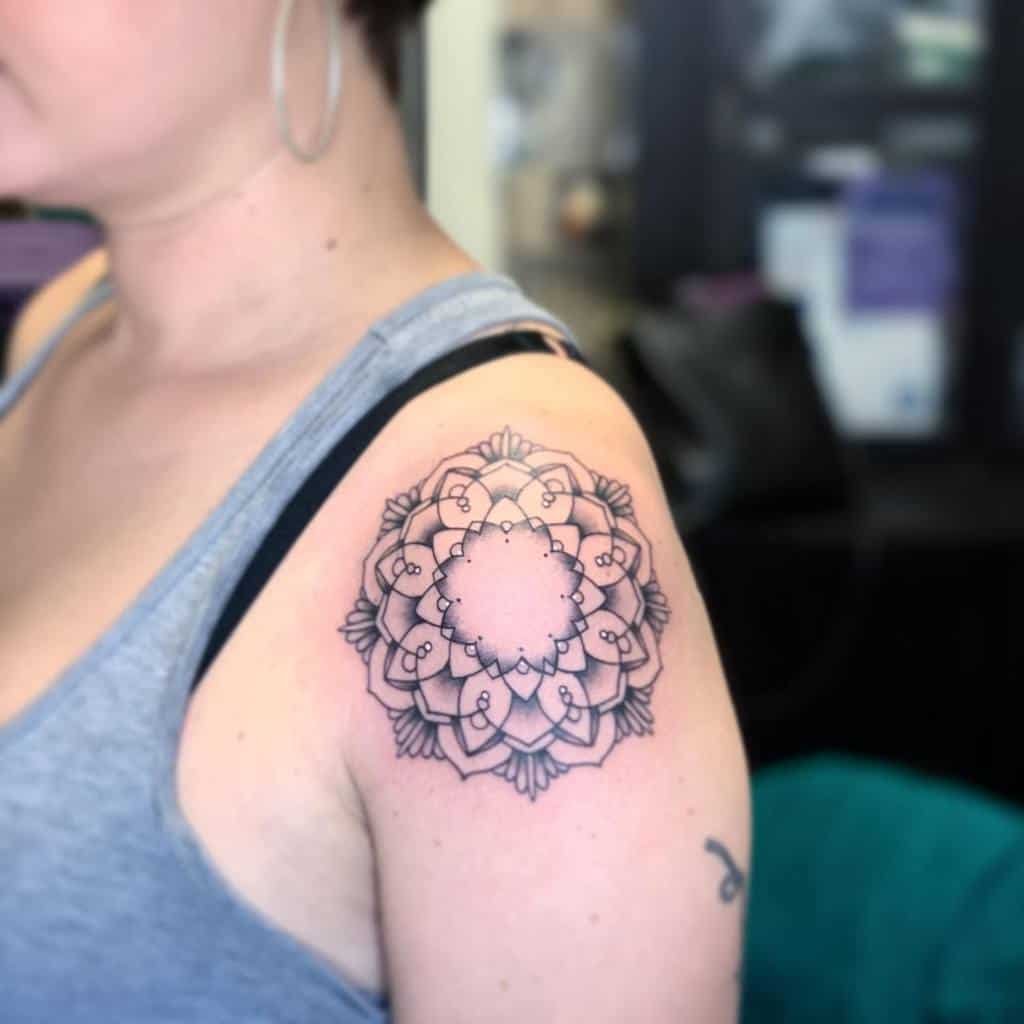 arm geometric flower tattoo ldayvee