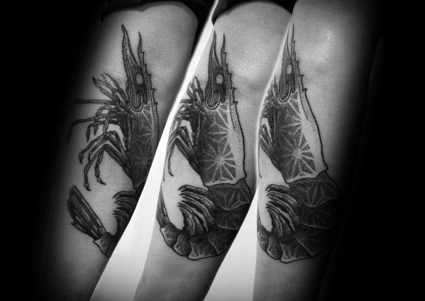 Arm Geometric Male Shrimp Tattoo Designs