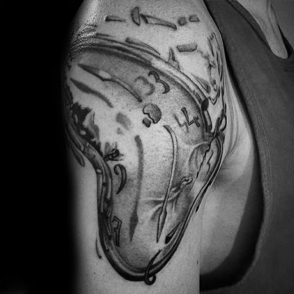 Arm Guys Melting Clock Tattoo Ideas