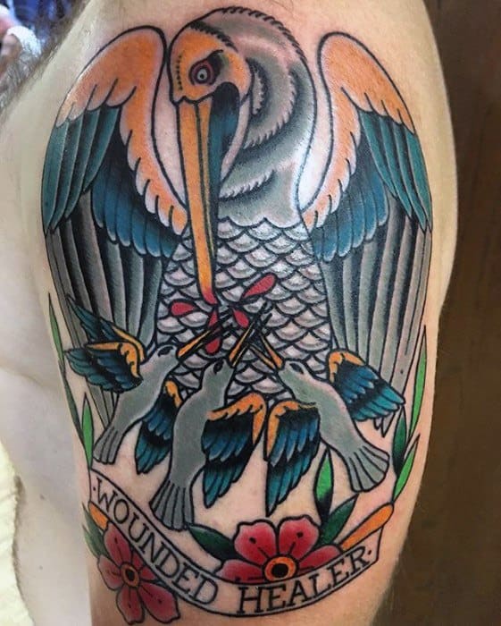 Arm Guys Pelican Tattoo Design Ideas