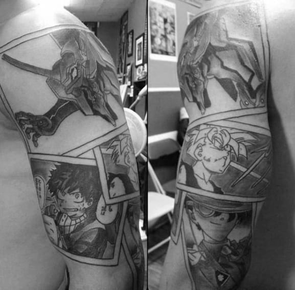 Arm Guys Tattoos With Anime Design