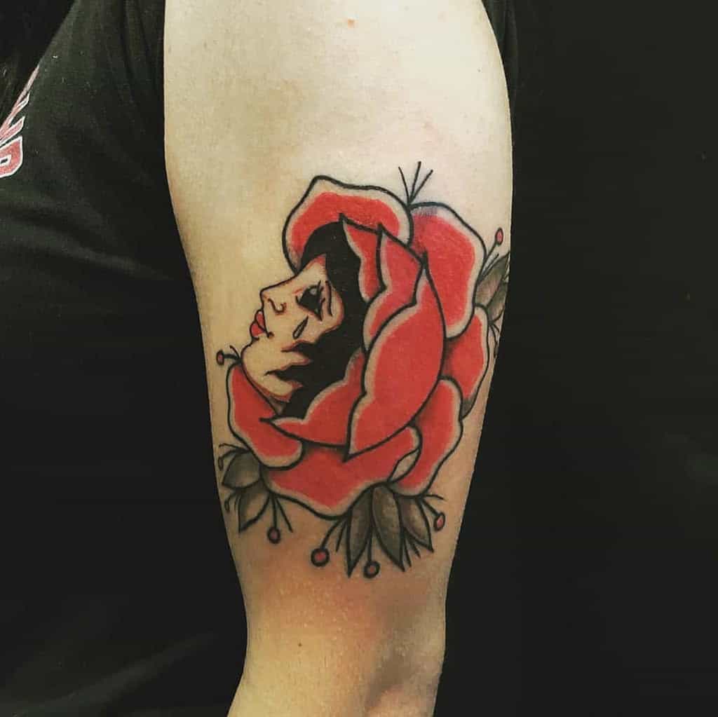 GypsyTattooCompany  Heres a fun rose done by yours truly Cherese Really  enjoyed working in this realistic style and I love my clients This was her  first tattoo and she sat like