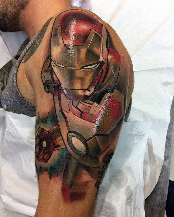 Arm Iron Man Guys Tattoo Designs