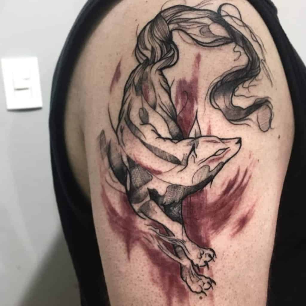 arm japanese wolf tattoo jaodasrocha
