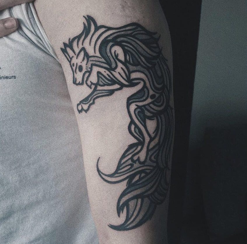 arm japanese wolf tattoo lepimenttattoo