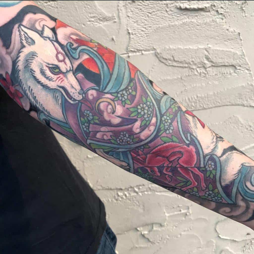 arm japanese wolf tattoo monarch46and2
