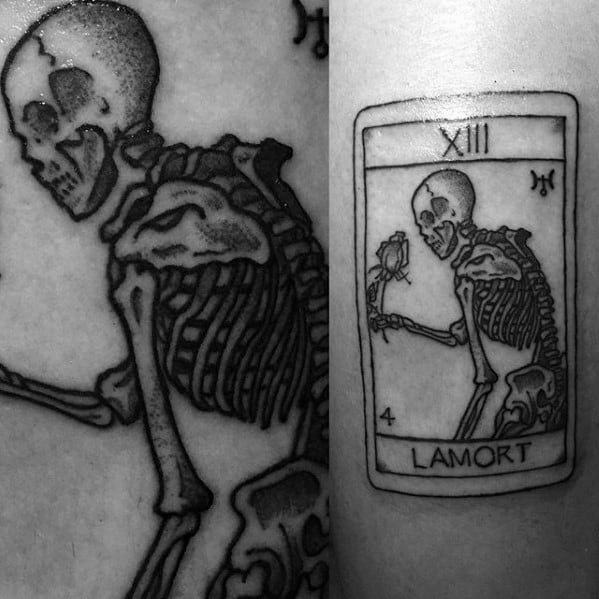 Arm Lamort Skeleton Card Creative Tarot Tattoos For Men