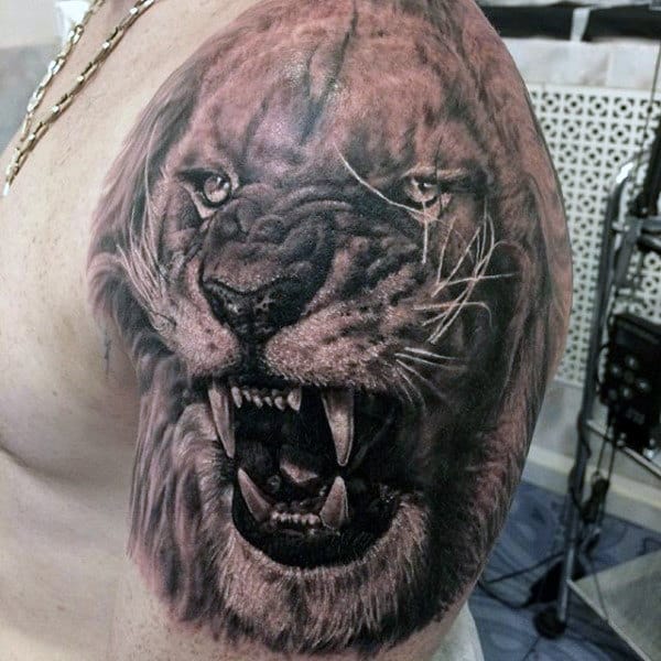 Arm Lion Cub Tattoo For Men