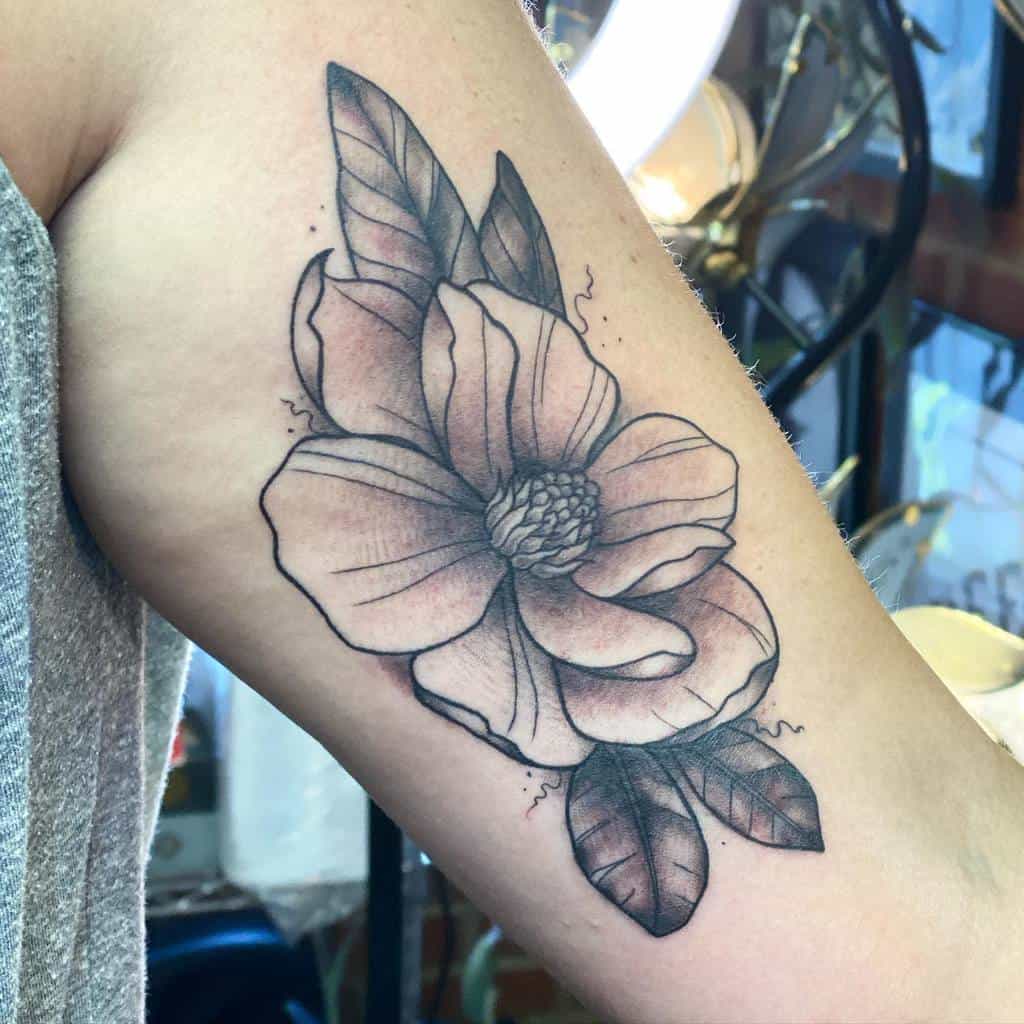 White Magnolia Flower Tattoo  InkStyleMag