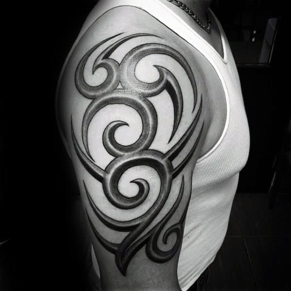 Arm Mens 3d Tribal Tattoo Design Ideas