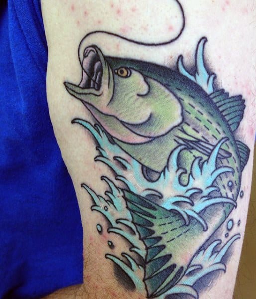 Arm Men's Fish Ladder Tattoo