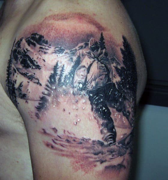 Arm Outdoors Nature Mountain Tattoo For Men