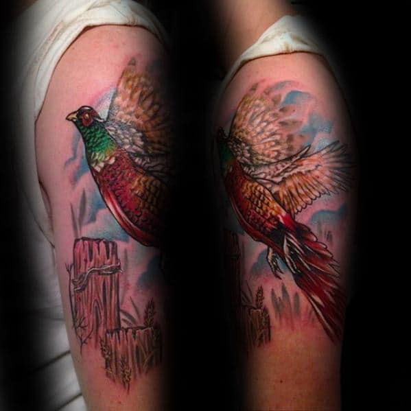 Arm Pheasant Tattoo Designs For Guys