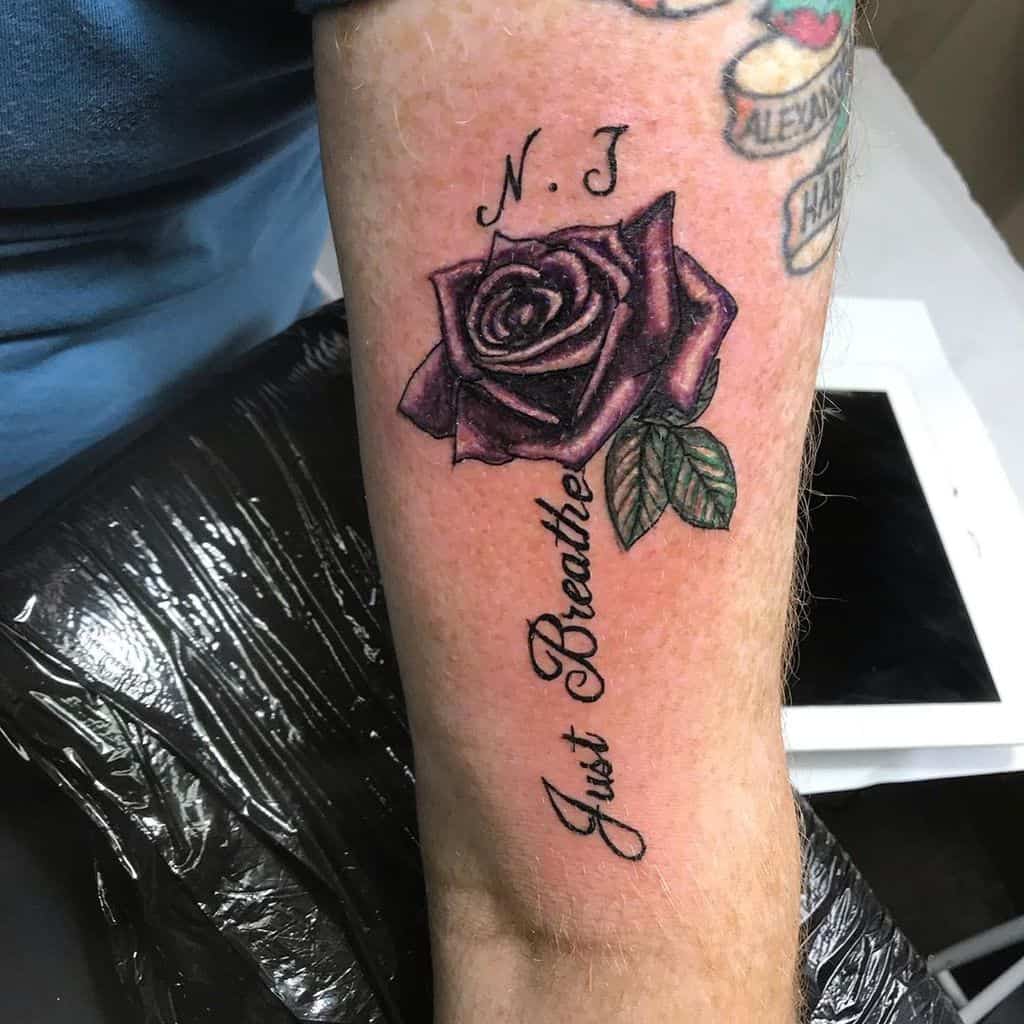 arm purple rose tattoos turkthetattooist