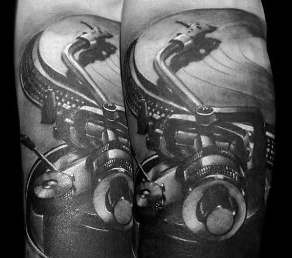 Arm Realistic 3d Creative Vinyl Record Tattoos For Men