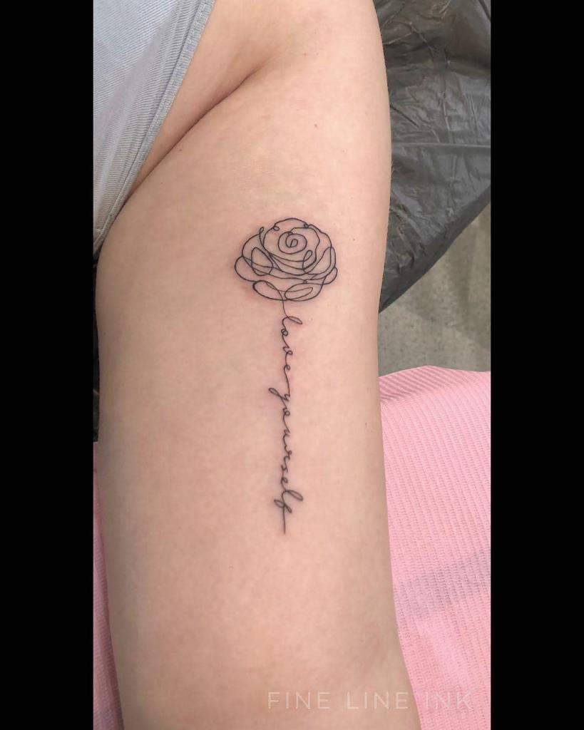 arm simple flower tattoos fine_line_ink_