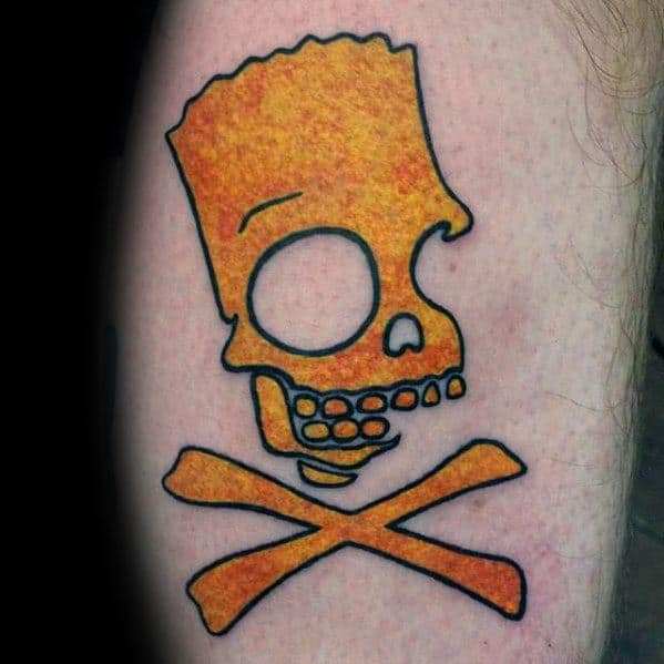 Arm Skull And Crossbones Bart Simpson Male Tattoos
