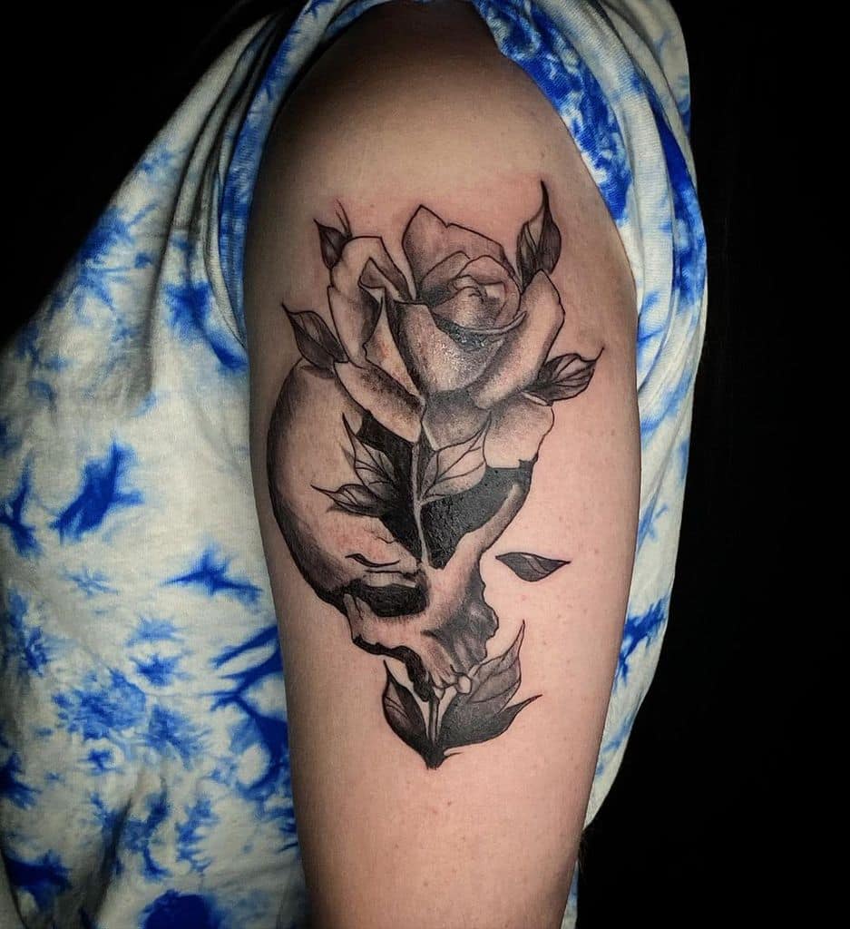 arm skull and rose tattoos czack_tattoo