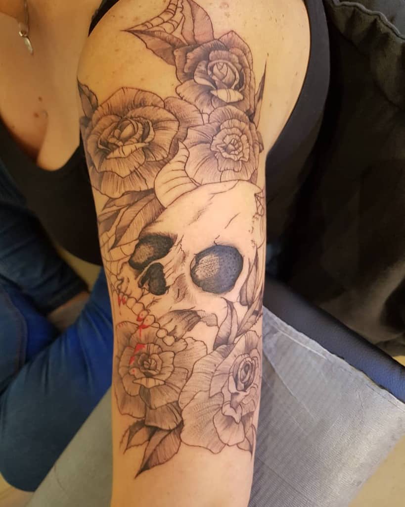 arm skull and rose tattoos ink_bat_