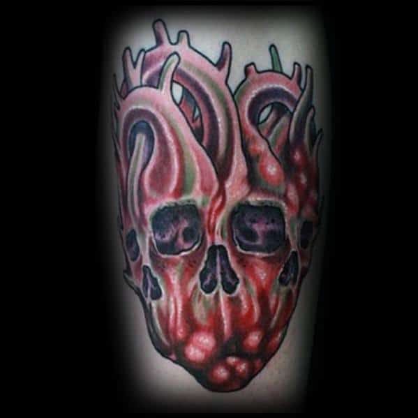 Arm Skull Heart Morph Male Tattoos