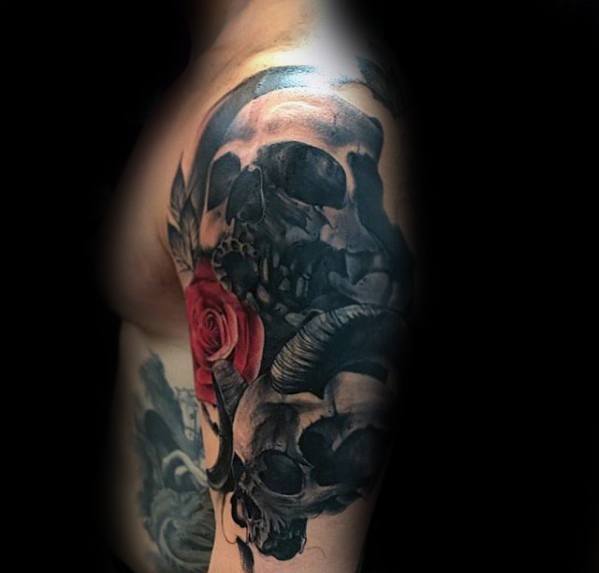 Arm Skulls Cover Up Manly Guys Tattoo Ideas
