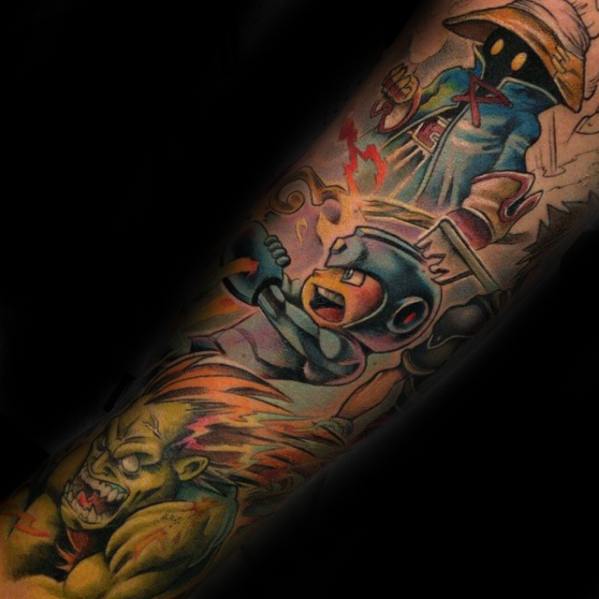 Arm Sleeve Artistic Male Megaman Tattoo Ideas