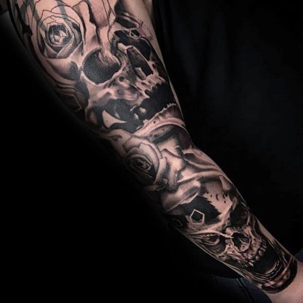 Arm Sleeve Male Unique Skull Tattoo Inspiration