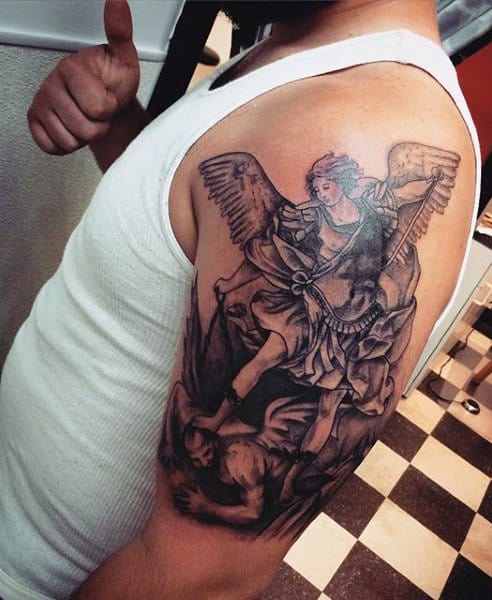 Arm St Micheal The Archangel Tattoo Ideas On Males