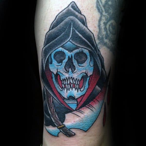 Arm Traditional Reaper Tattoo Design Ideas For Males