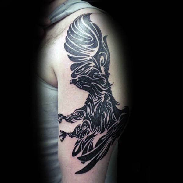 Arm Tribal Eagle Male Tattoos