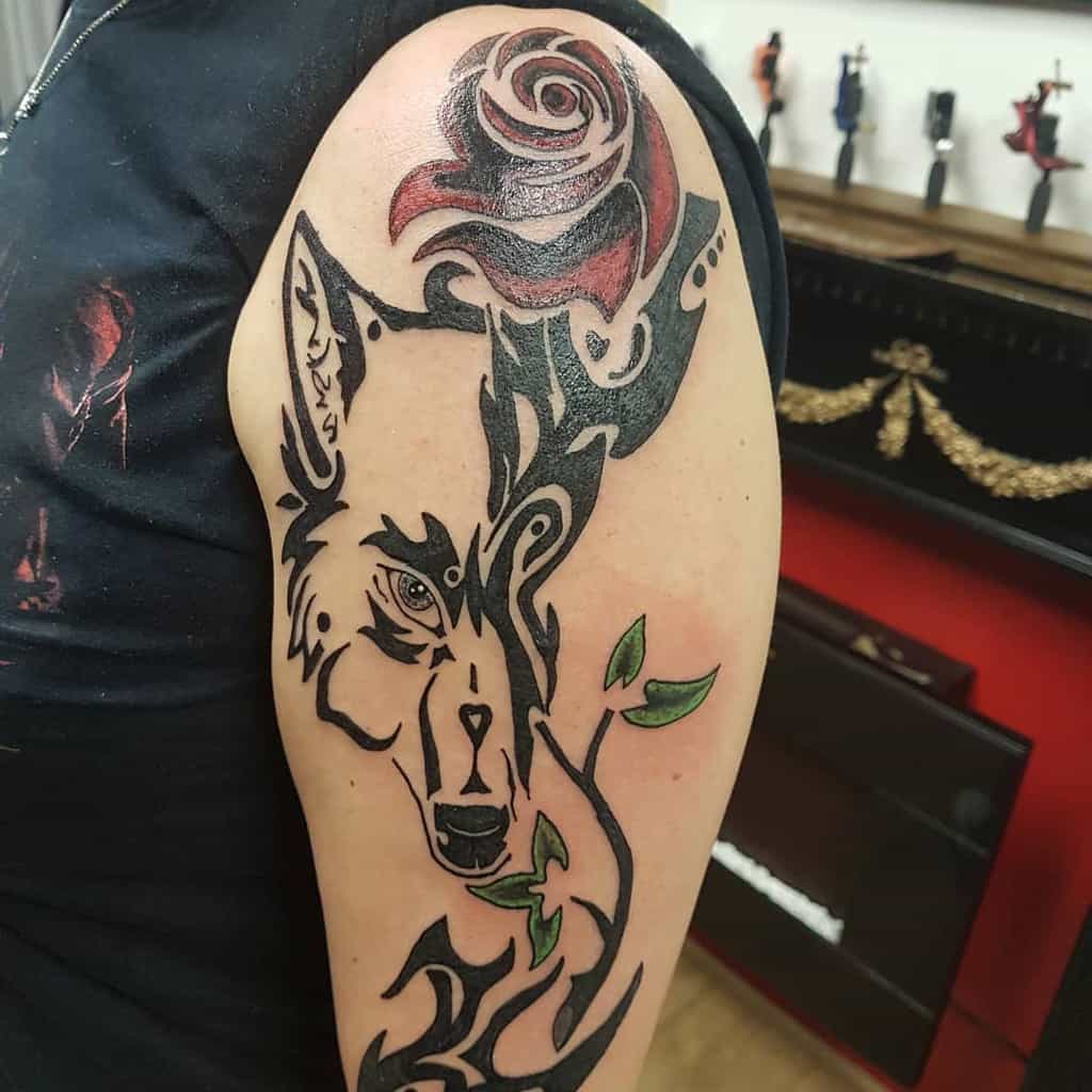 arm tribal rose tattoos tat2derby