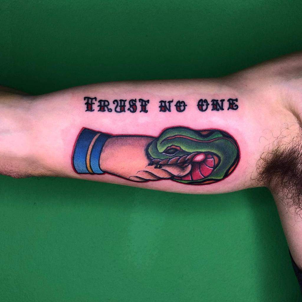 arm trust no one tattoos andreachiappori_tattoo